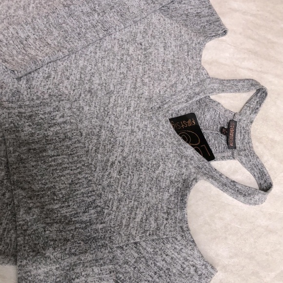 Heather Gray Open Shoulder Dress Size S - Picture 3 of 7